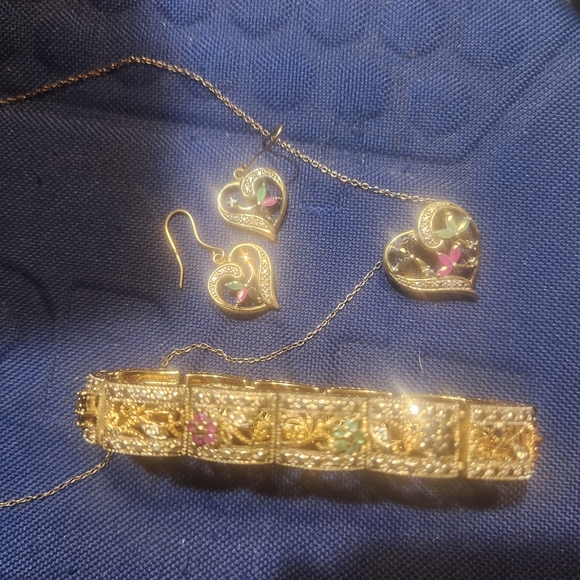 Natural Ruby,Emerald,& Saphire accented by White Diamonds Earrings - Picture 8 of 8